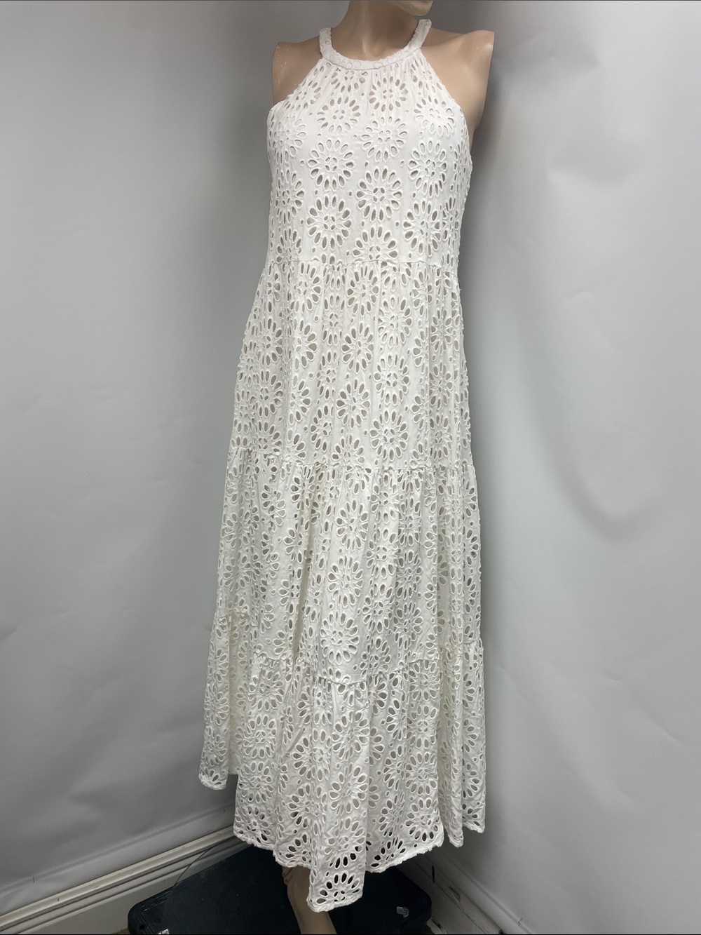 Lilly Pulitzer White Crochet Halter Tiered Maxi Dress